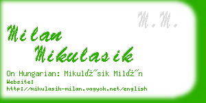 milan mikulasik business card